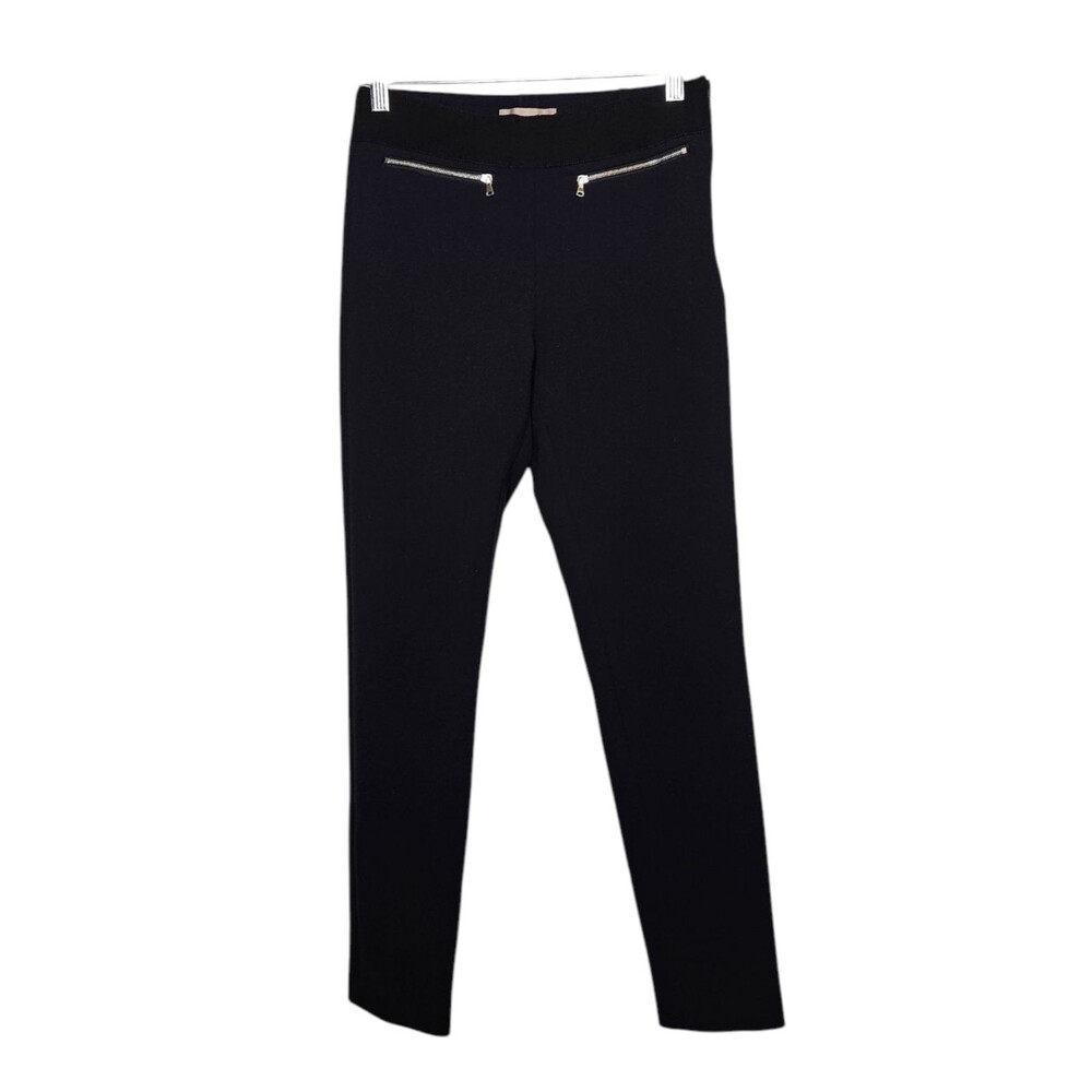 GEORGES RECH Paris Women's Pants Leggings 36 US 6 8 Navy Blue Elastic Waist Zip